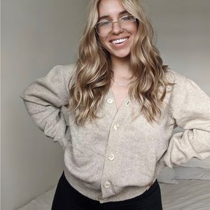 Calenzano 100% Shetland Wool Beige/Tan Cardigan Made in Italy